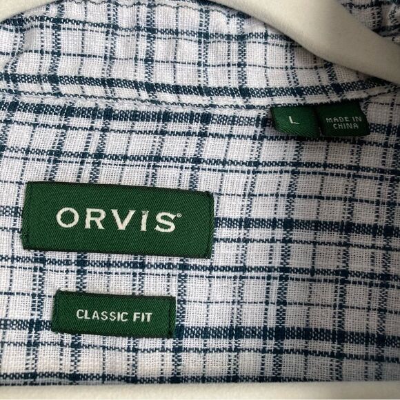 ORVIS Men’s classic fit 100% Cotten plaid long sleeve button down size large EUC - Picture 5 of 8